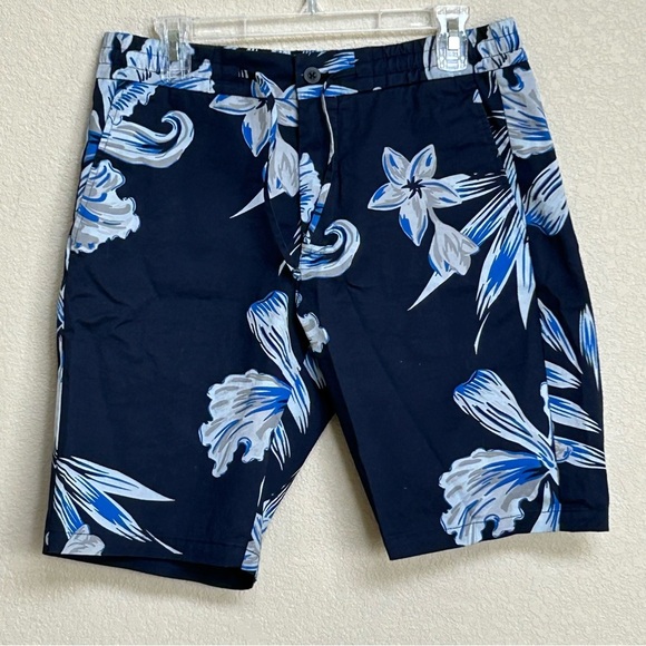 NN07 No Nationality Seb Shorts Mens 36 Blue Floral Beach Drawstring Pockets B61 - Picture 5 of 7